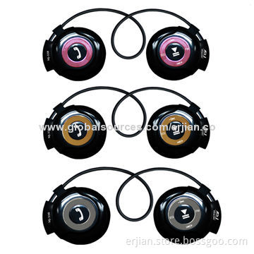 Mini Bluetooth Sports MP3 Player Headphones, Built-in Microphone, FM Radio and microSD Card Reader